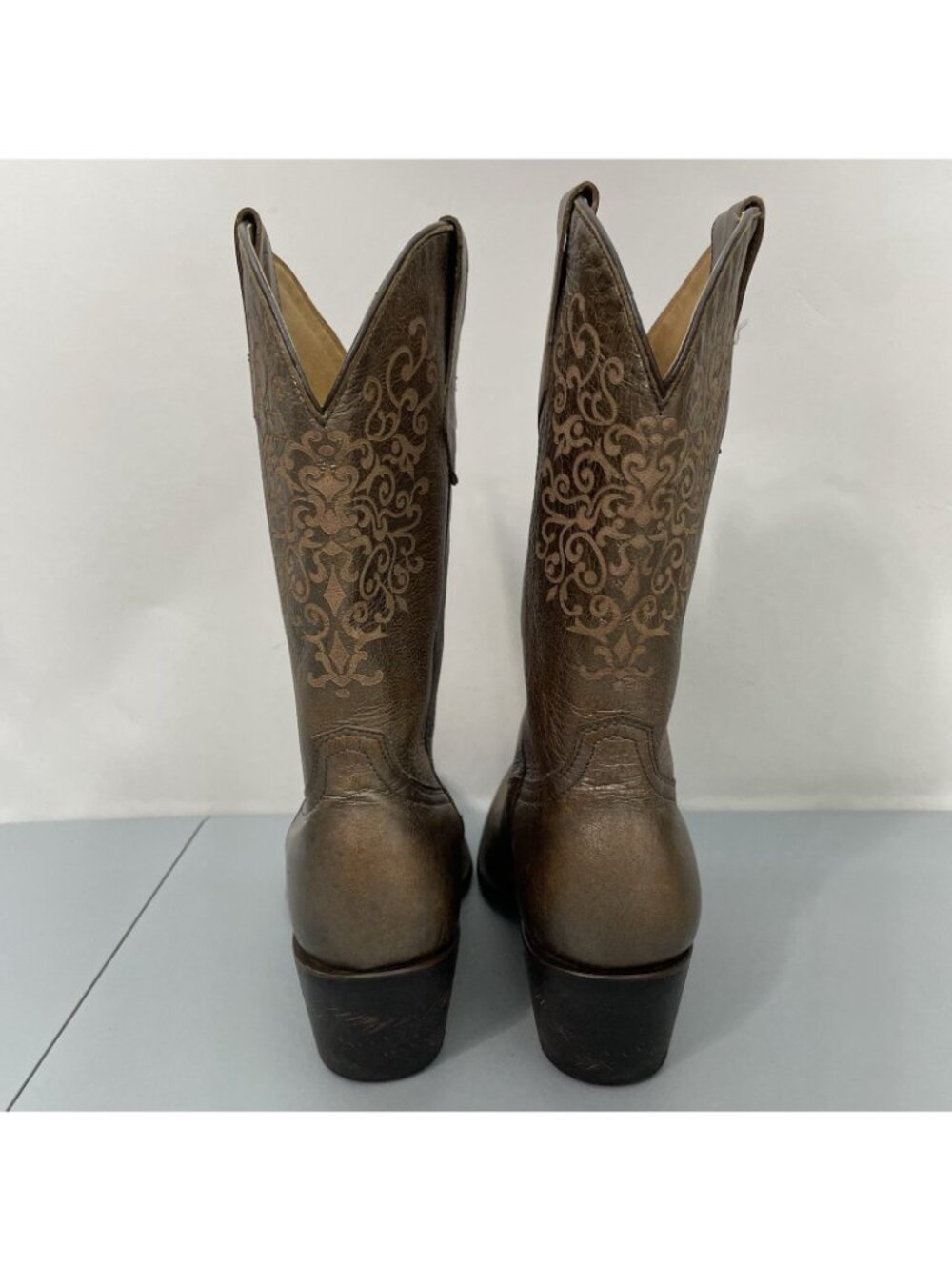 Shyanne Lola Cowgirl Cowboy Boots Western Distressed Bronze Metallic Womens 9.5 - Picture 7 of 15